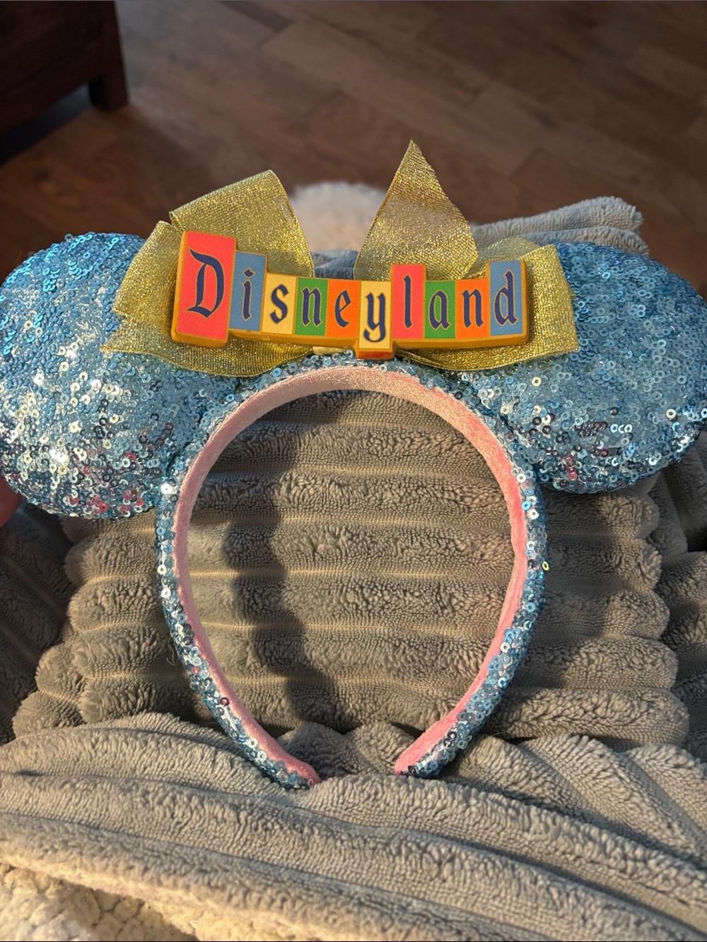 Disneyland Sequin Minnie Ears - Light Blue & Gold